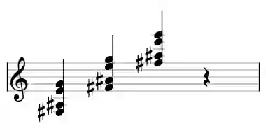 Sheet music of F# alt7 in three octaves